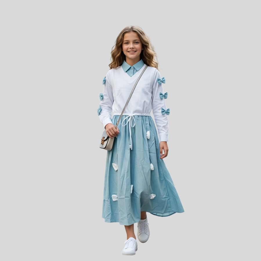 Bow Charm Girls Maxi Dress