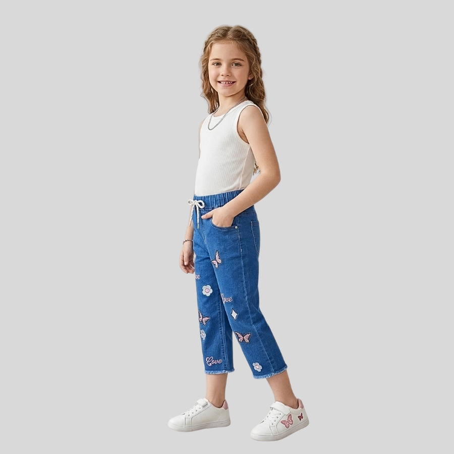 Baby Girl Butterflies Embroidery Pant