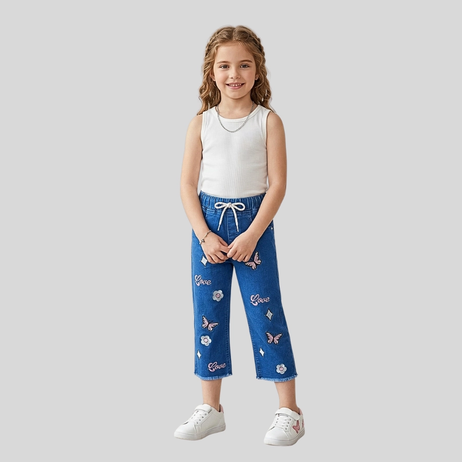 Baby Girl Butterflies Embroidery Pant