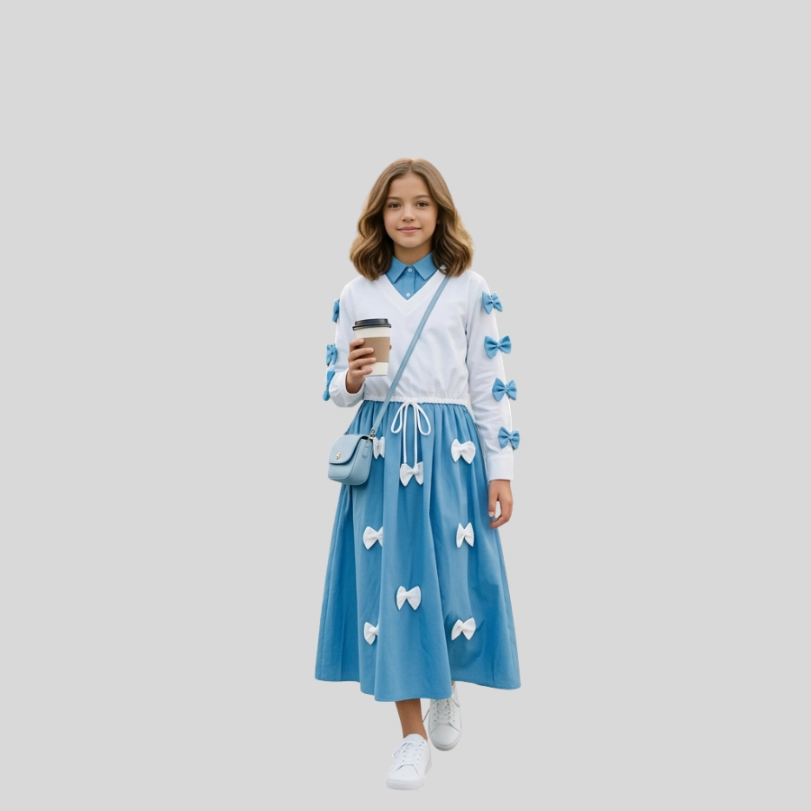 Bow Charm Girls Maxi Dress