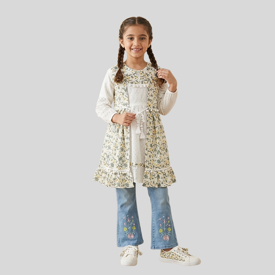 Girls Open Style Long Shirt With Fancy Pent Dress