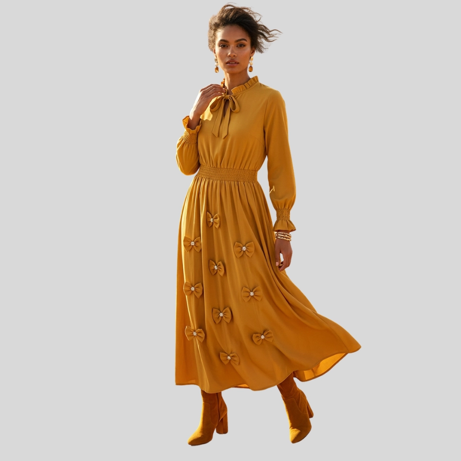 Autumn Romance Tie-Neck Maxi